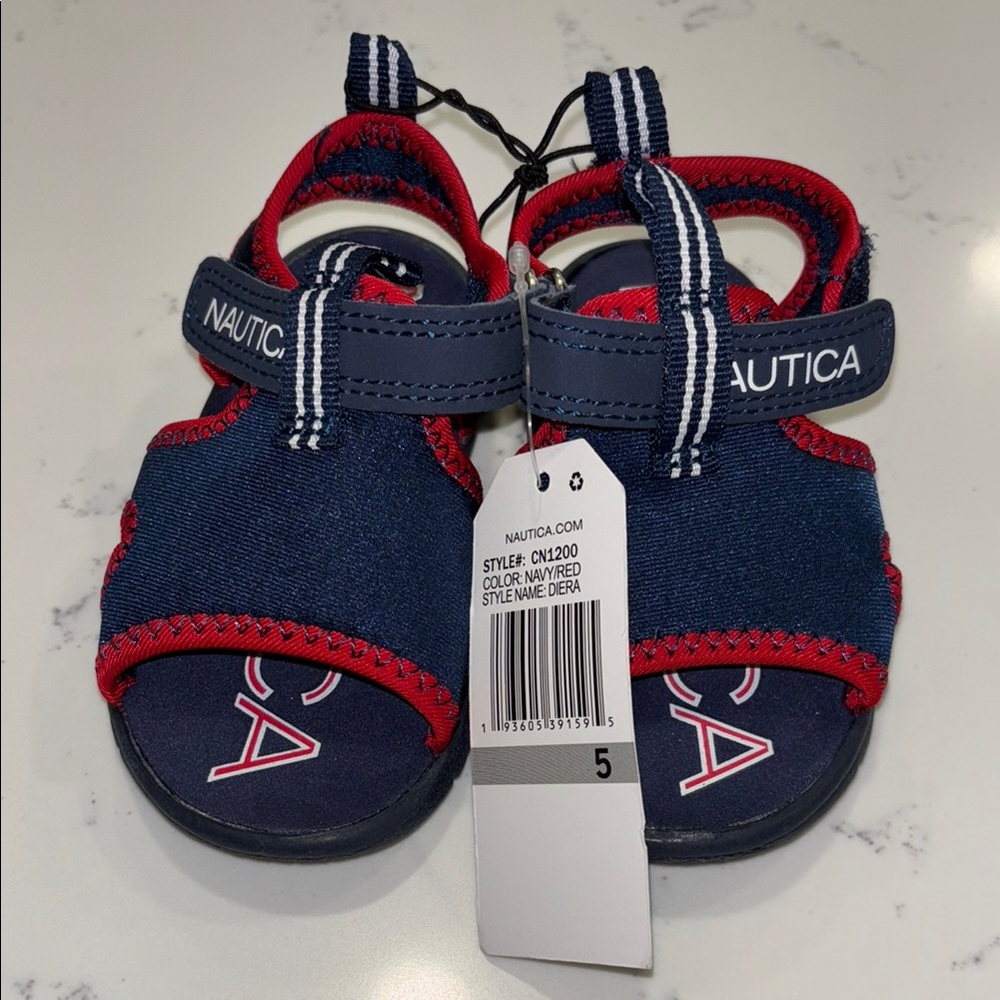 Nautica Kids Navy and Red Sandals